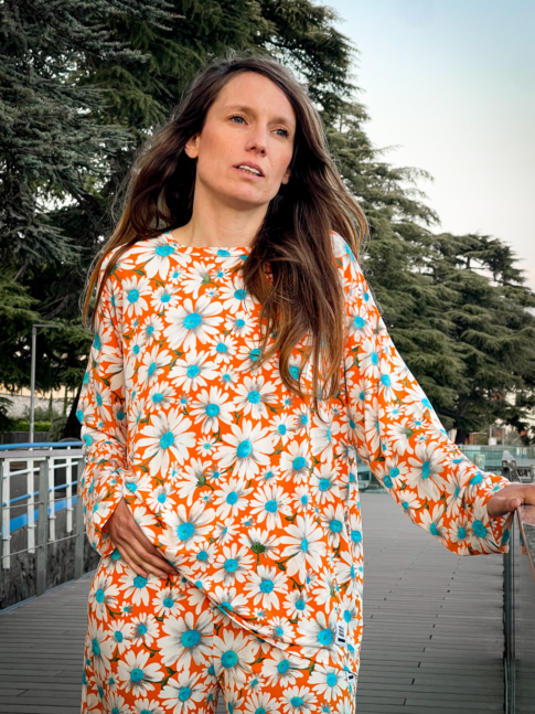 !! NEW !! MATCHY-MATCHY, modèle femme : T-shirt Jacques mixte en fine maille fleurie