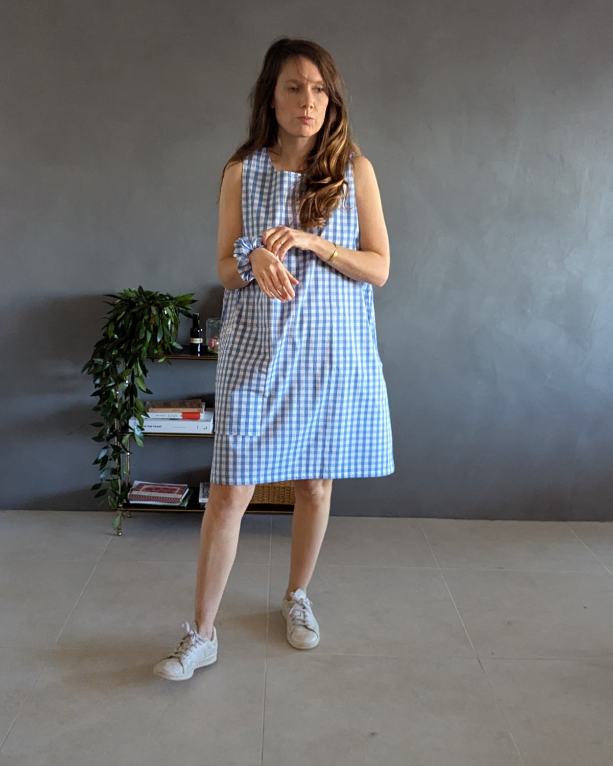 !! NEW !! Women : La robe Brigitte en vichy bleu 100% coton – Image 2