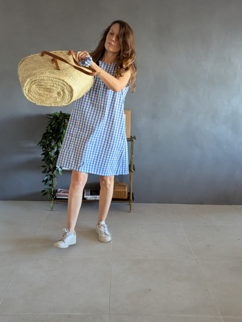 !! NEW !! Women : La robe Brigitte en vichy bleu 100% coton