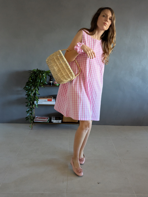 !! NEW !! Women : La robe Brigitte en vichy rose 100% coton